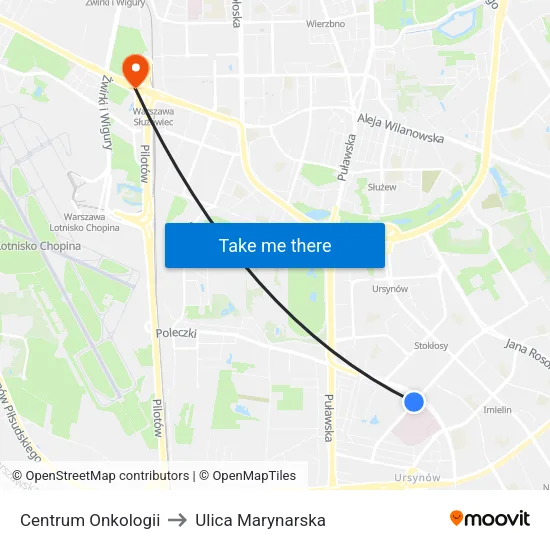 Centrum Onkologii to Ulica Marynarska map