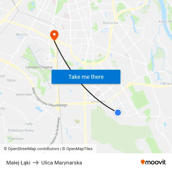 Małej Łąki to Ulica Marynarska map