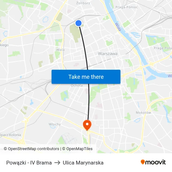 Powązki - IV Brama to Ulica Marynarska map