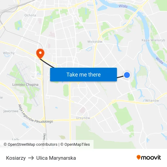 Kosiarzy to Ulica Marynarska map