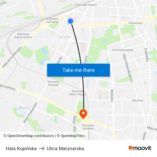 Hala Kopińska to Ulica Marynarska map