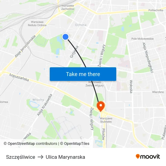 Szczęśliwice to Ulica Marynarska map