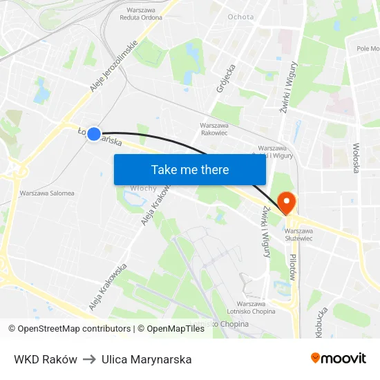 WKD Raków to Ulica Marynarska map
