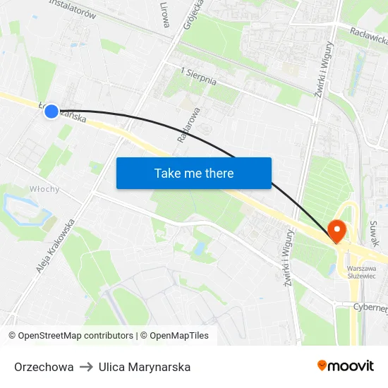 Orzechowa to Ulica Marynarska map