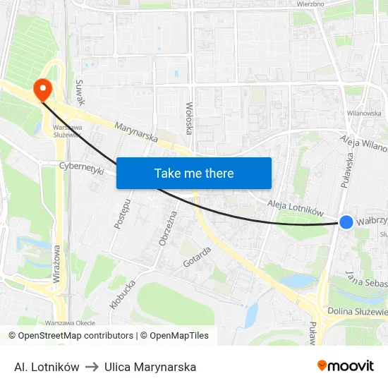 Al. Lotników to Ulica Marynarska map