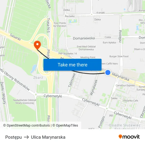 Postępu to Ulica Marynarska map