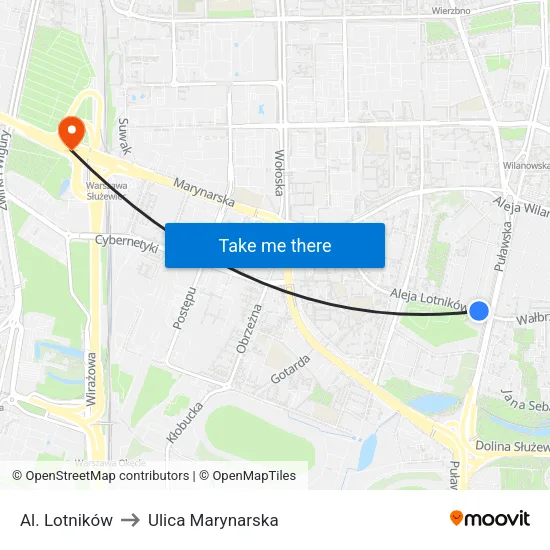 Al. Lotników to Ulica Marynarska map