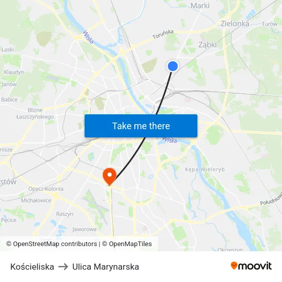 Kościeliska to Ulica Marynarska map