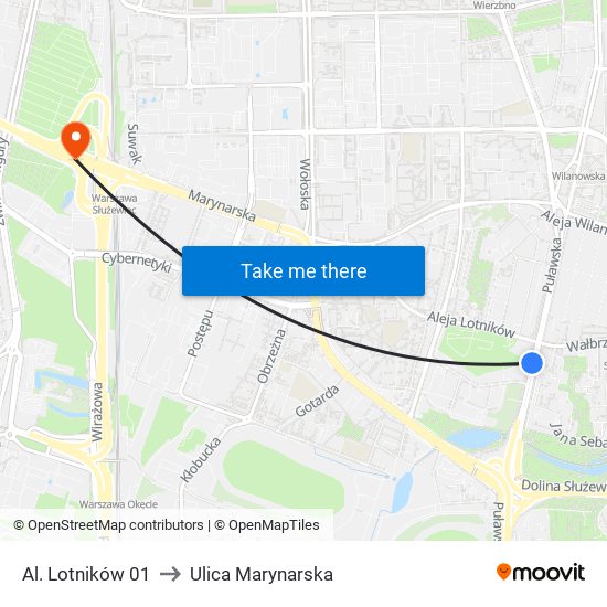 Al. Lotników 01 to Ulica Marynarska map