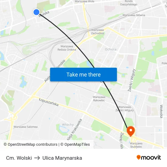 Cm. Wolski to Ulica Marynarska map
