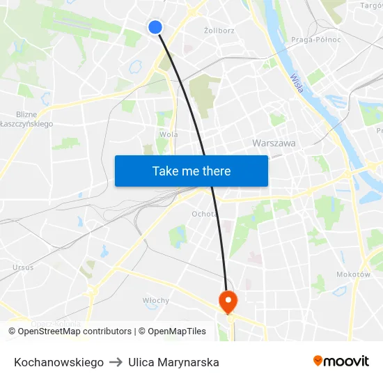 Kochanowskiego to Ulica Marynarska map