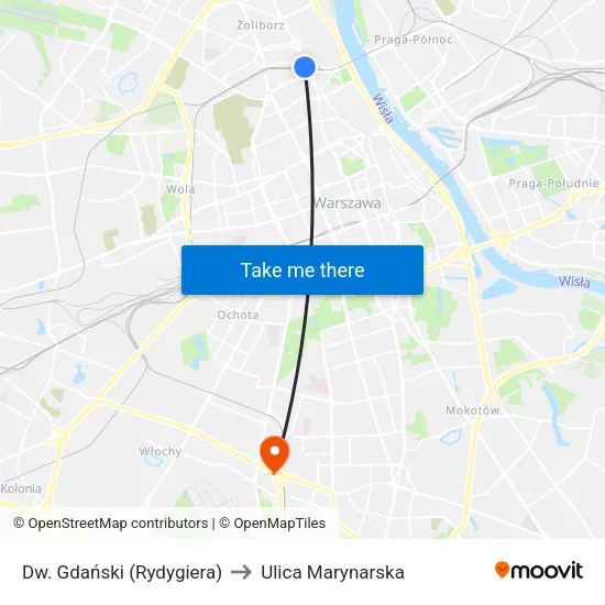 Dw. Gdański (Rydygiera) to Ulica Marynarska map