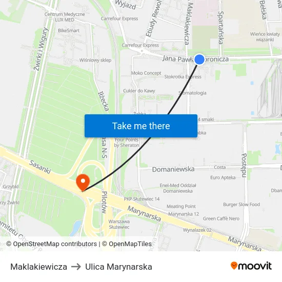 Maklakiewicza to Ulica Marynarska map