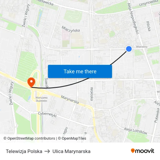 Telewizja Polska to Ulica Marynarska map