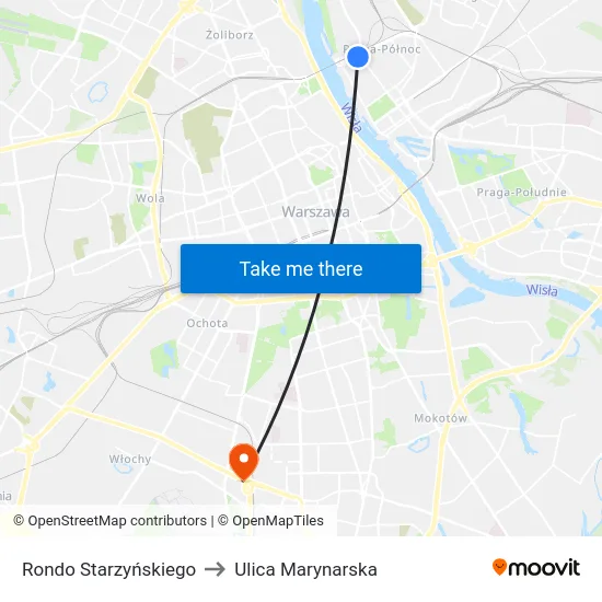 Rondo Starzyńskiego to Ulica Marynarska map