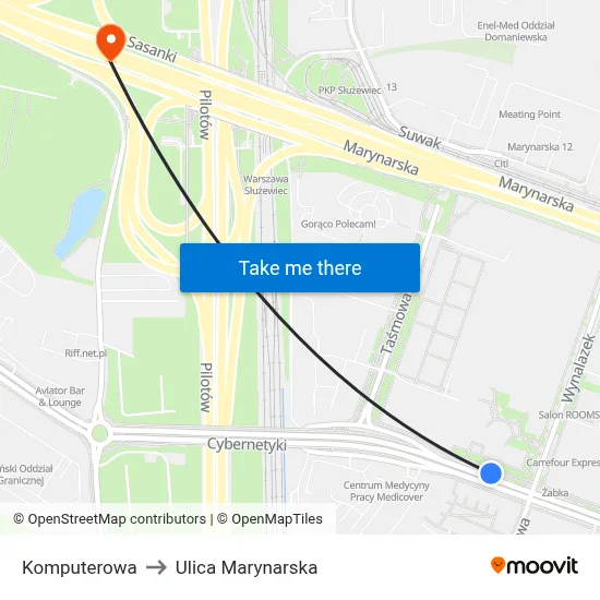 Komputerowa to Ulica Marynarska map