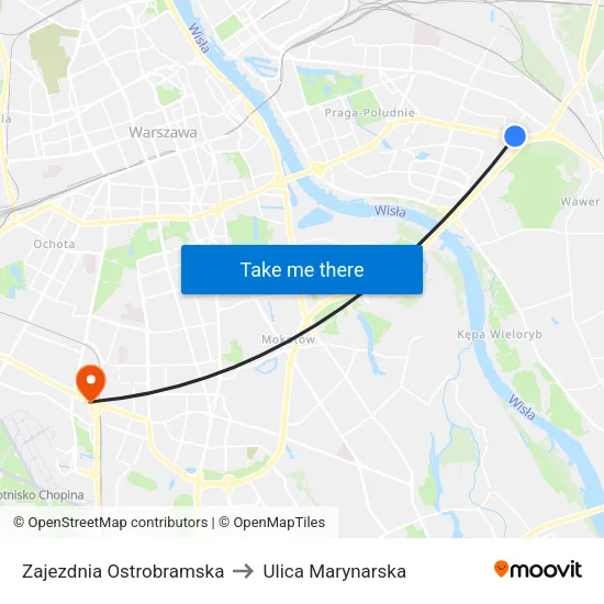 Zajezdnia Ostrobramska to Ulica Marynarska map