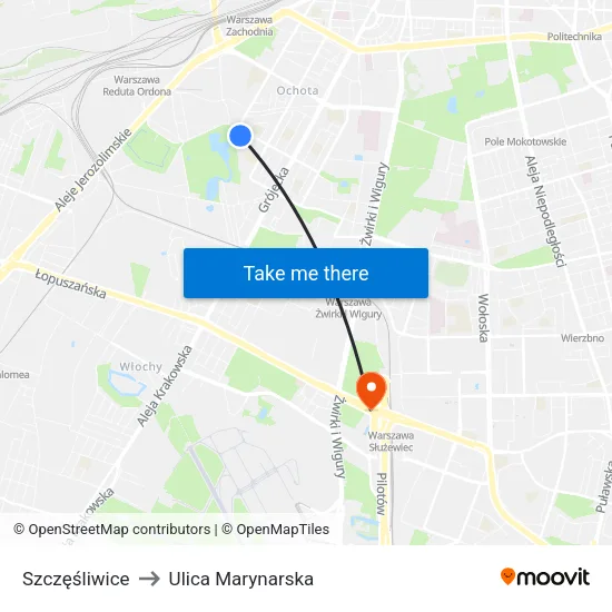 Szczęśliwice to Ulica Marynarska map