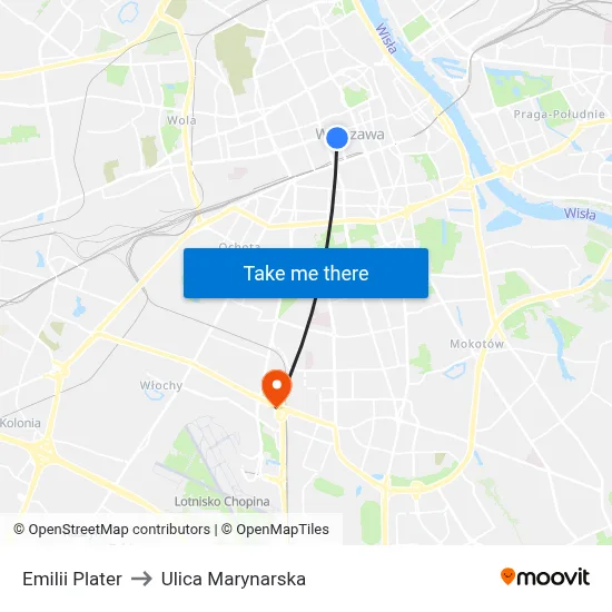 Emilii Plater to Ulica Marynarska map