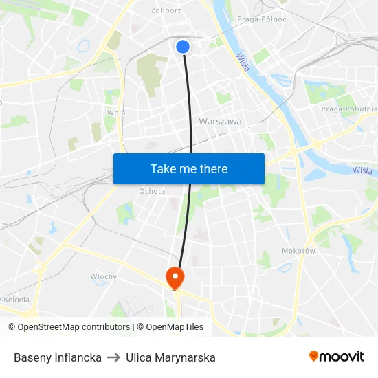 Baseny Inflancka to Ulica Marynarska map