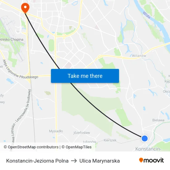 Konstancin-Jeziorna Polna to Ulica Marynarska map