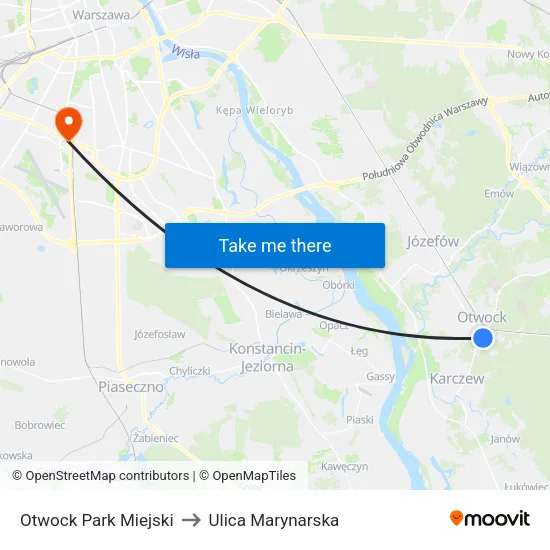 Otwock Park Miejski to Ulica Marynarska map