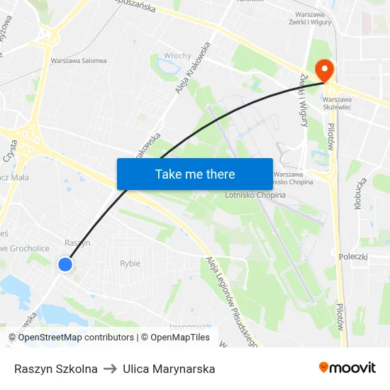 Raszyn Szkolna to Ulica Marynarska map