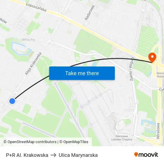 P+R Al. Krakowska to Ulica Marynarska map