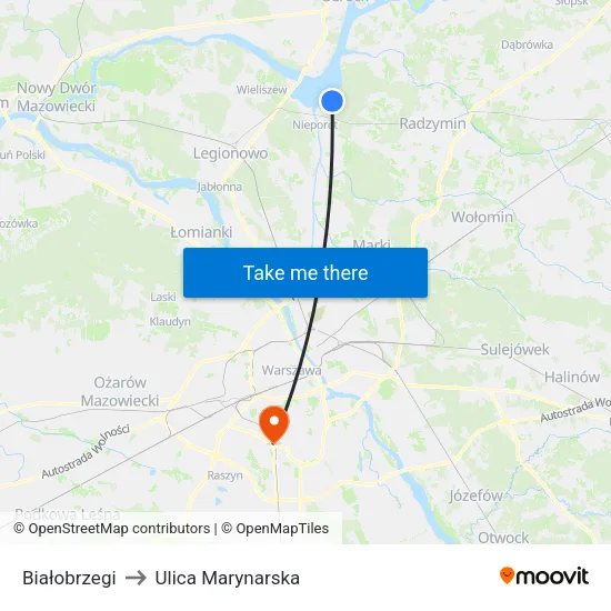 Białobrzegi to Ulica Marynarska map
