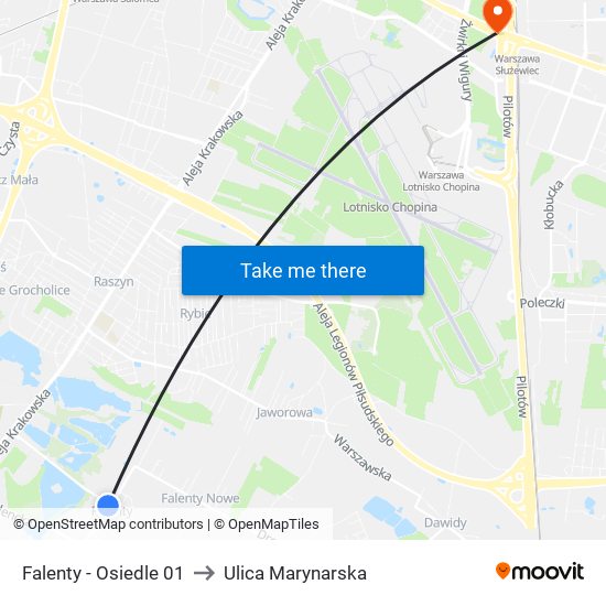 Falenty - Osiedle 01 to Ulica Marynarska map