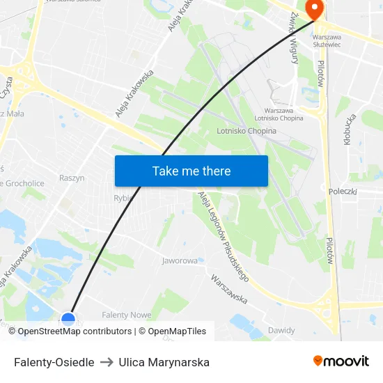 Falenty - Osiedle to Ulica Marynarska map