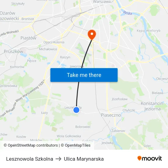 Lesznowola Szkolna to Ulica Marynarska map