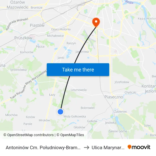 Antoninów Cm. Południowy - Brama Płd. to Ulica Marynarska map