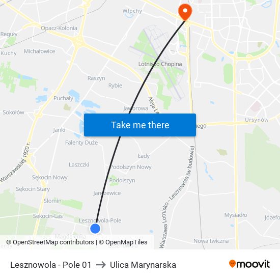 Lesznowola - Pole 01 to Ulica Marynarska map