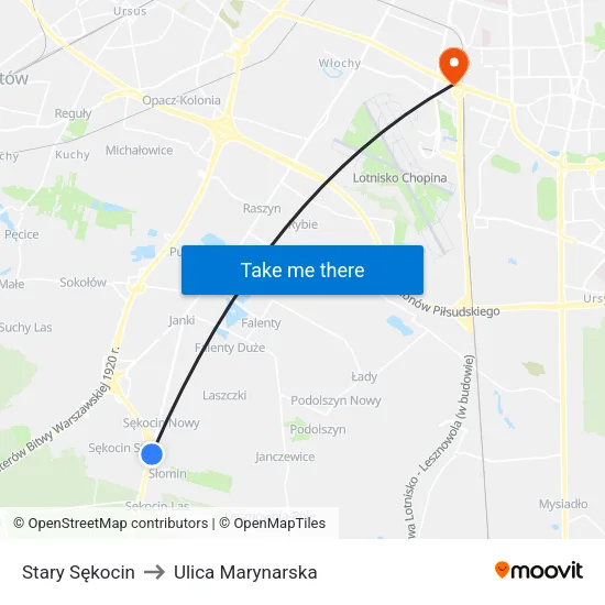 Stary Sękocin to Ulica Marynarska map