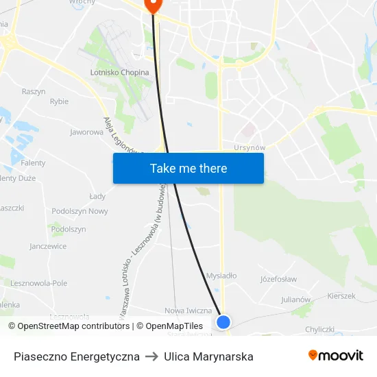 Piaseczno Energetyczna to Ulica Marynarska map