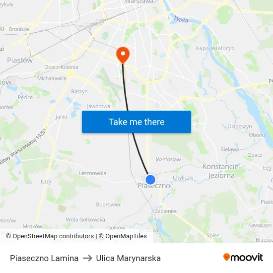 Piaseczno Lamina to Ulica Marynarska map