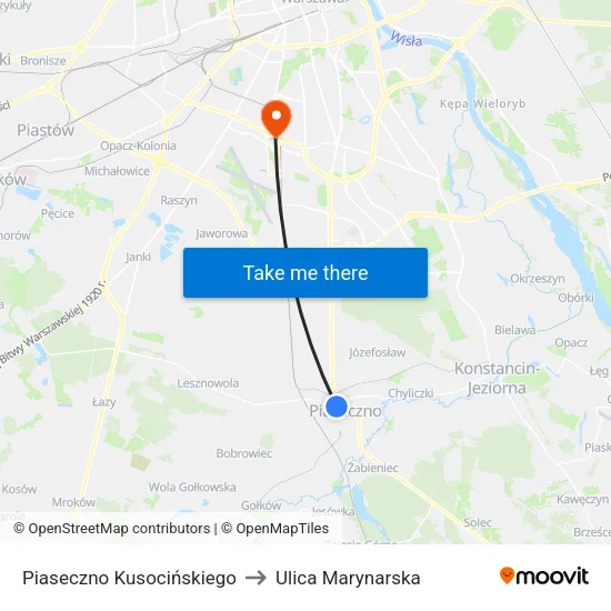 Piaseczno Kusocińskiego to Ulica Marynarska map