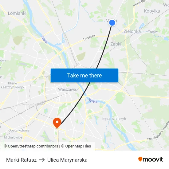 Marki - Ratusz to Ulica Marynarska map