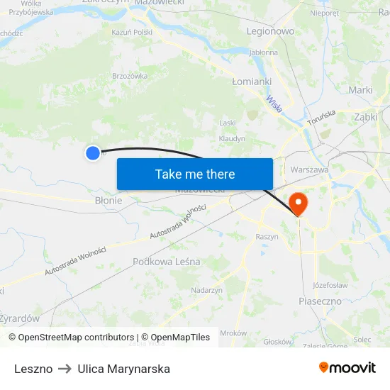 Leszno to Ulica Marynarska map