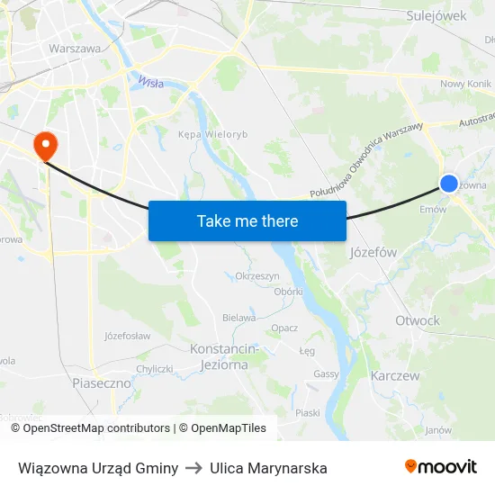 Wiązowna Urząd Gminy to Ulica Marynarska map