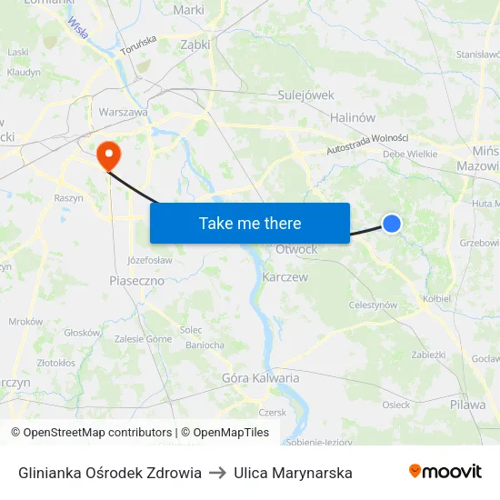 Glinianka Ośrodek Zdrowia to Ulica Marynarska map