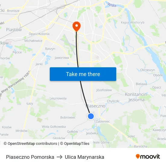 Piaseczno Pomorska to Ulica Marynarska map