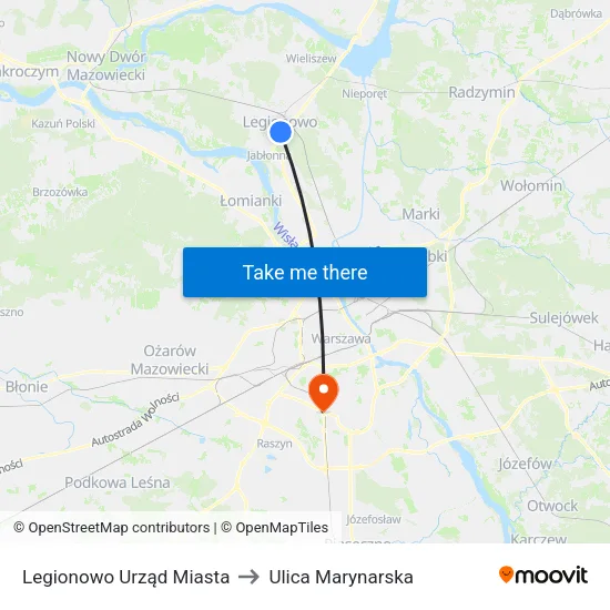 Legionowo Urząd Miasta to Ulica Marynarska map