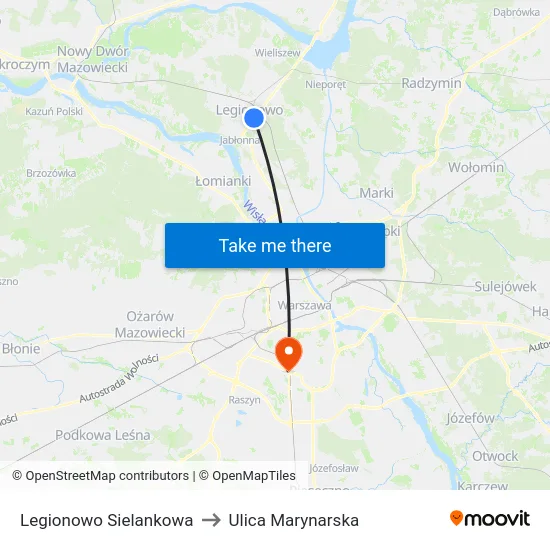 Legionowo Sielankowa to Ulica Marynarska map