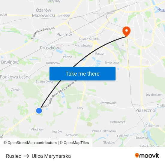 Rusiec to Ulica Marynarska map