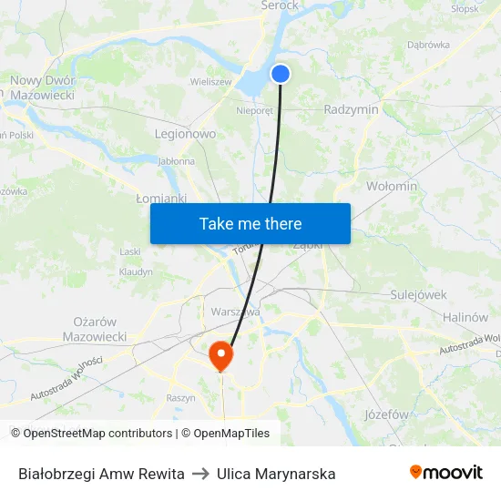 Białobrzegi Amw Rewita to Ulica Marynarska map