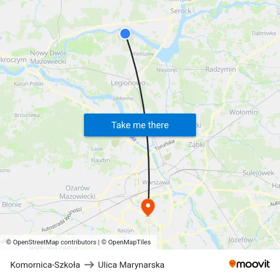 Komornica - Szkoła to Ulica Marynarska map