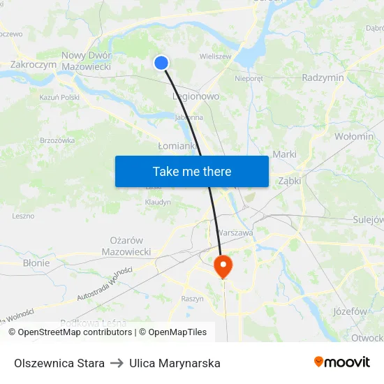 Olszewnica Stara to Ulica Marynarska map