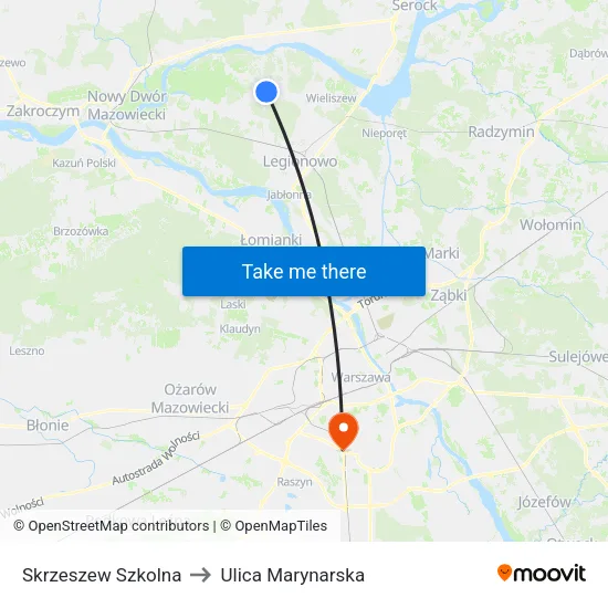 Skrzeszew Szkolna to Ulica Marynarska map